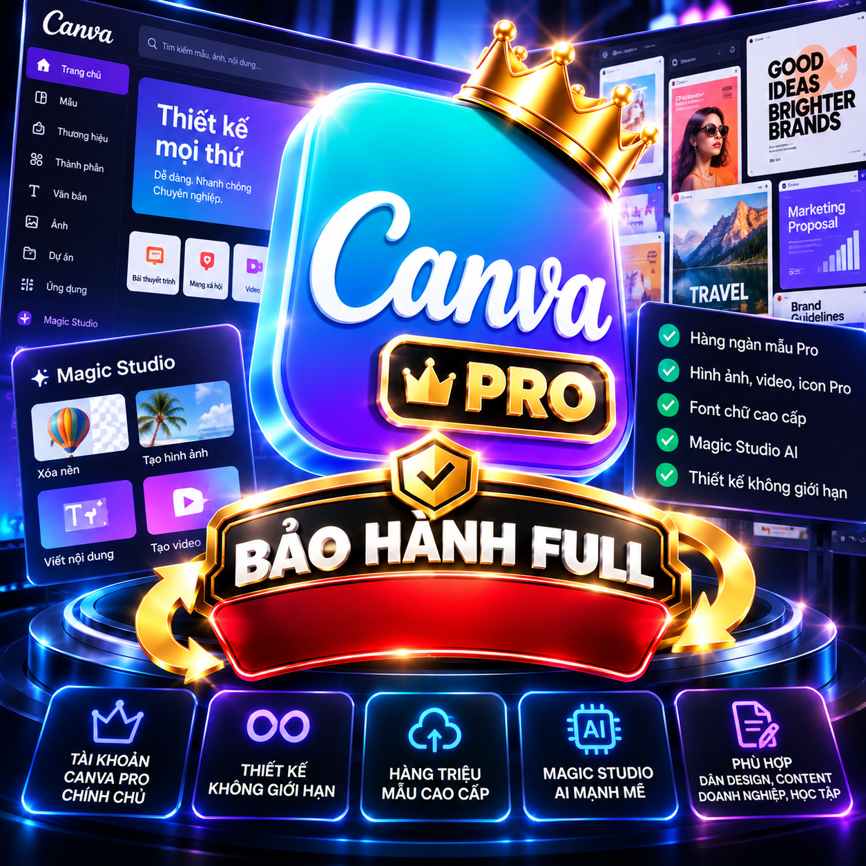 Tài Khoản Canva Pro Non-Profits - Mở Khóa Full Tính Năng AI & Mẫu Thiết Kế Cao Cấp