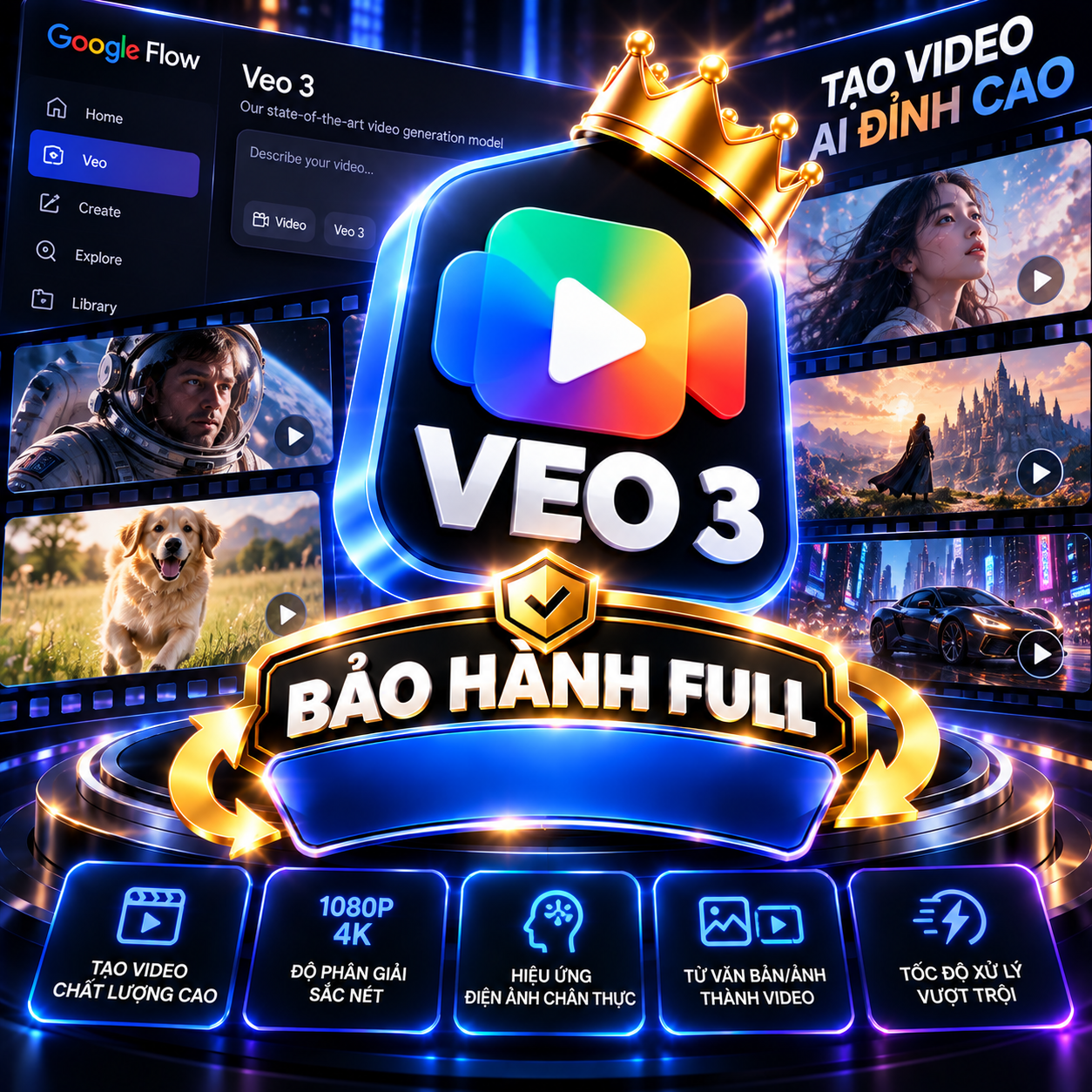 SLOT VEO3 Ultra x5 (Random Credit) 1 Tháng - Bảo Hành Full Gói Ultra