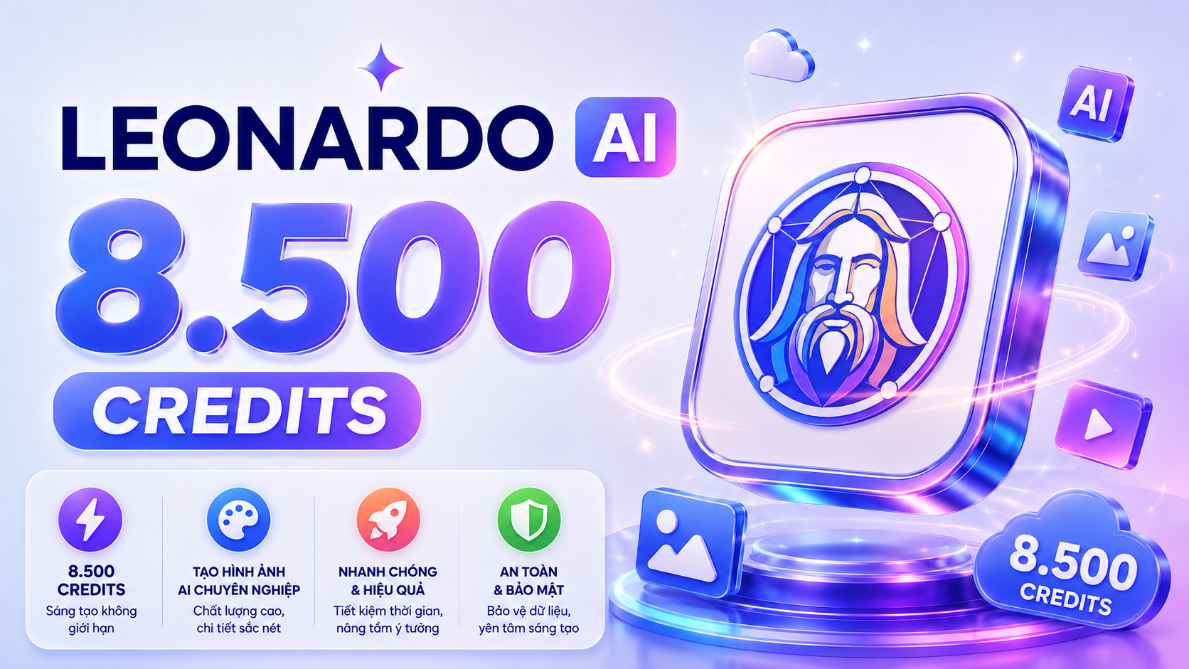 Tài khoản Leonardo AI 8500 Credits