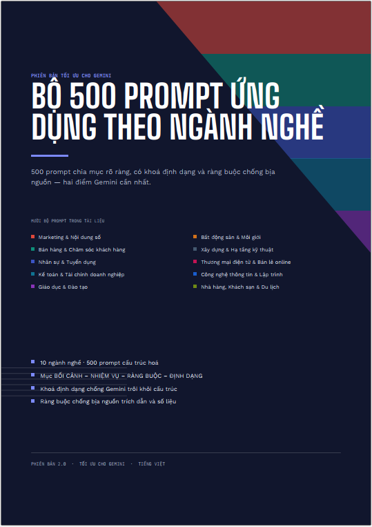 Bộ 500 Prompt Ứng Dụng Thực Tế - Bản Gemini (File PDF)