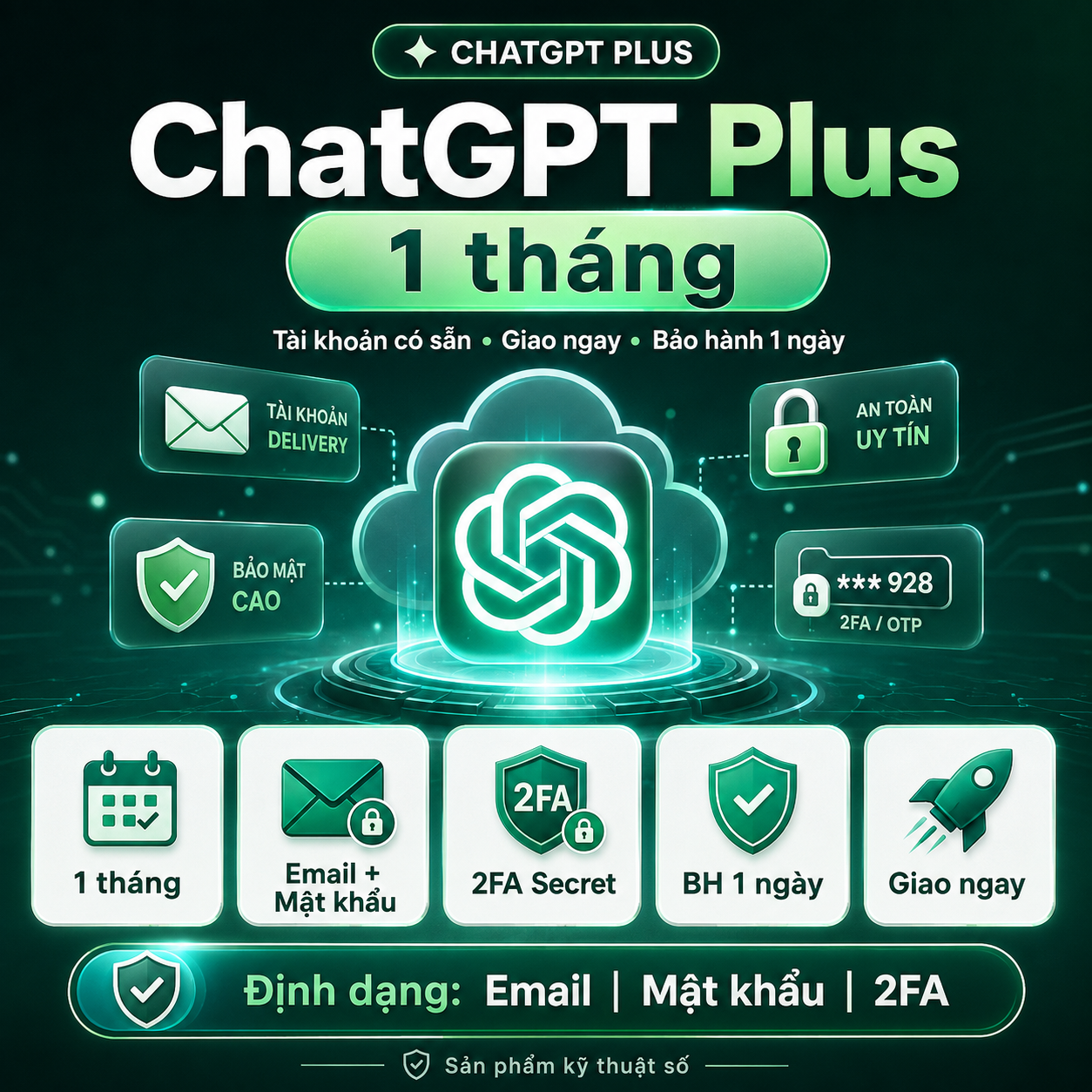 Tài khoản ChatGPT Plus 1 tháng | Có Email + 2FA | Bảo hành 1 ngày