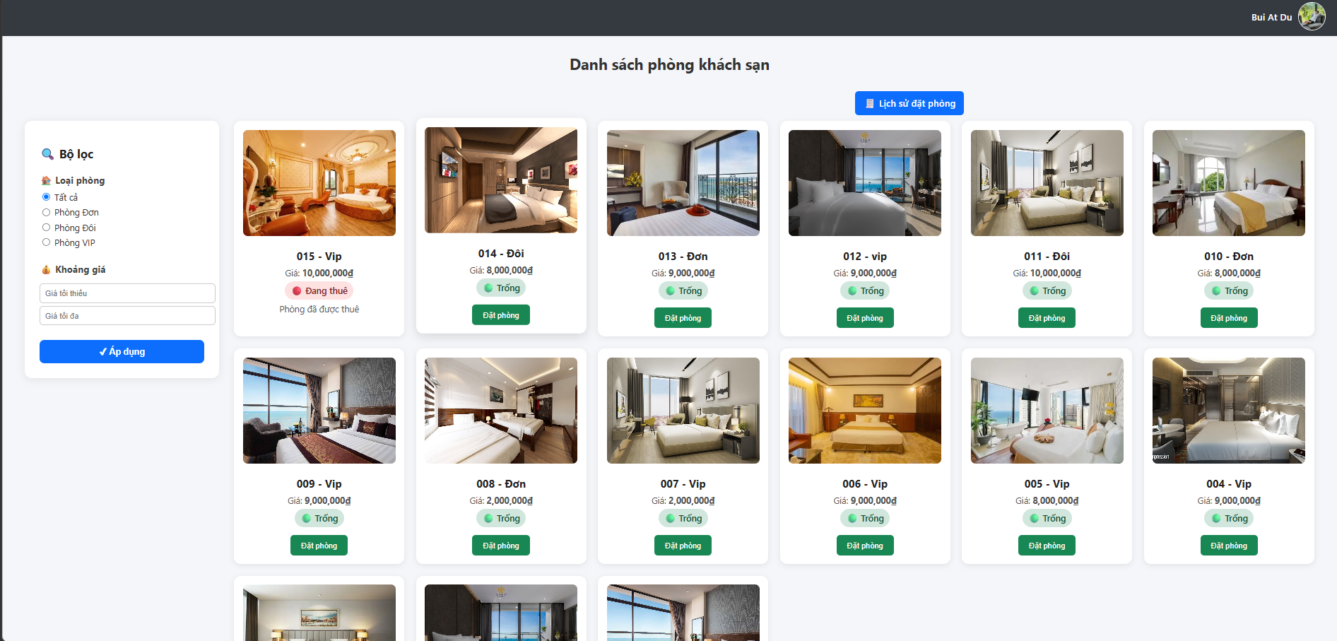 Web Quản lý khách sạn