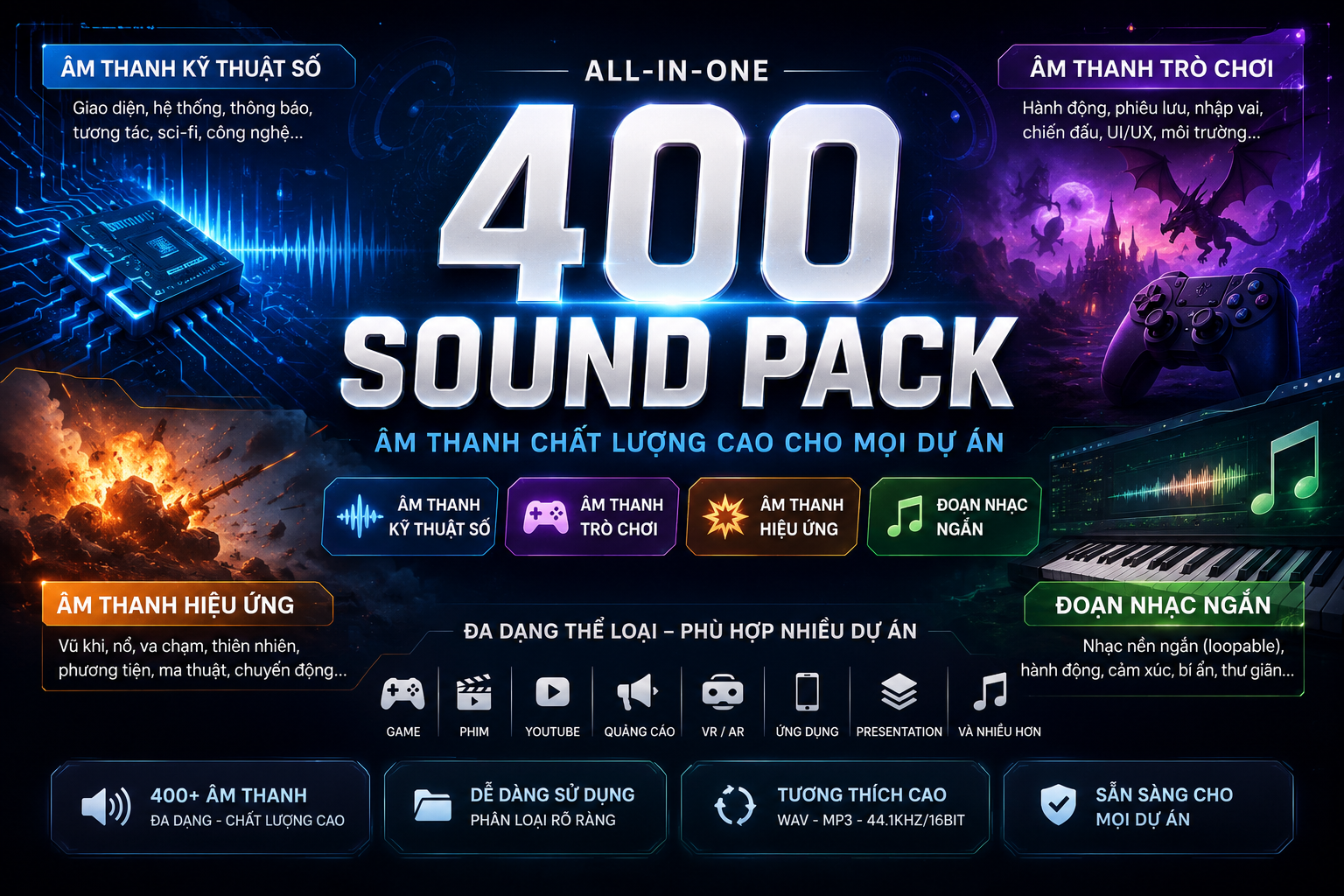 Bộ sounds pack 400 âm thanh