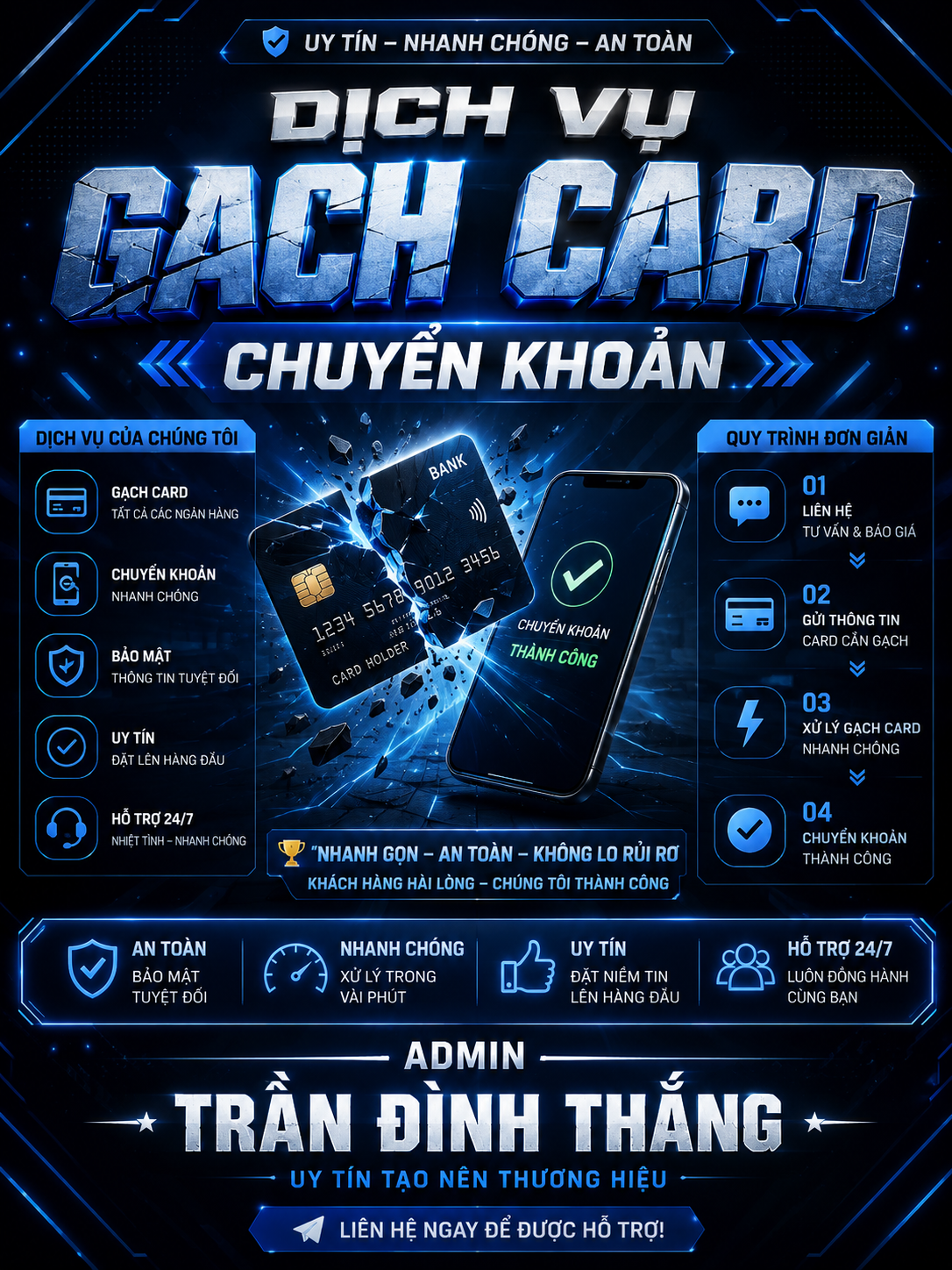 DỊCH VỤ GẠCH CARD - CHUYỂN KHOẢN PHÍ RẺ