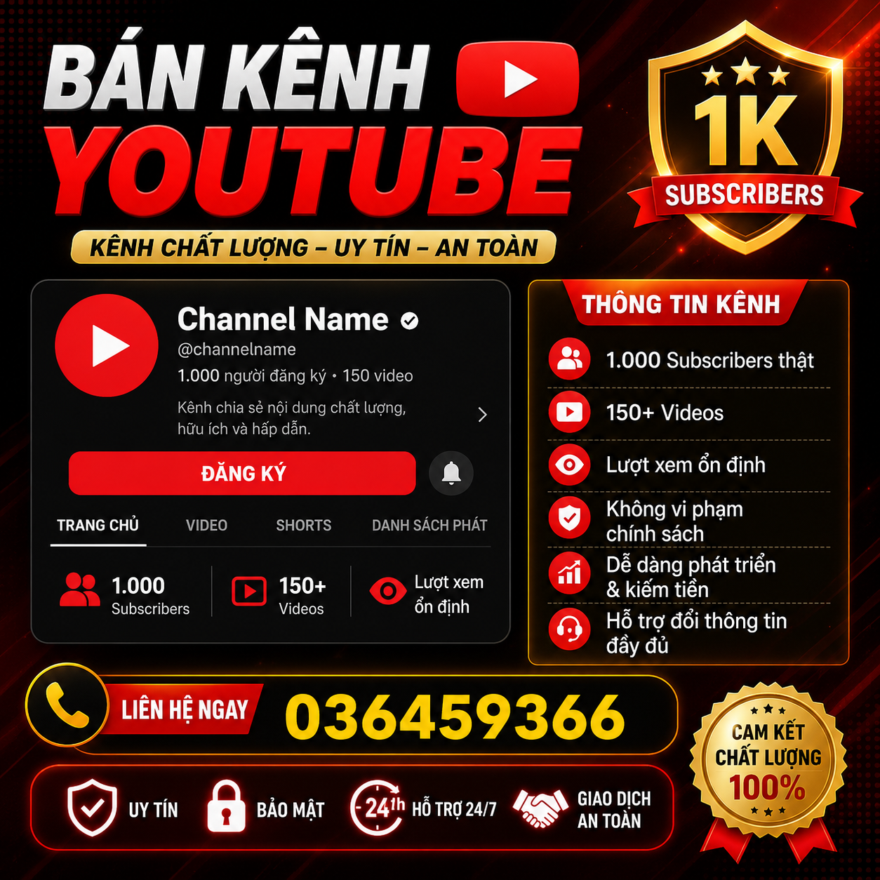 kênh youtube 1k sud