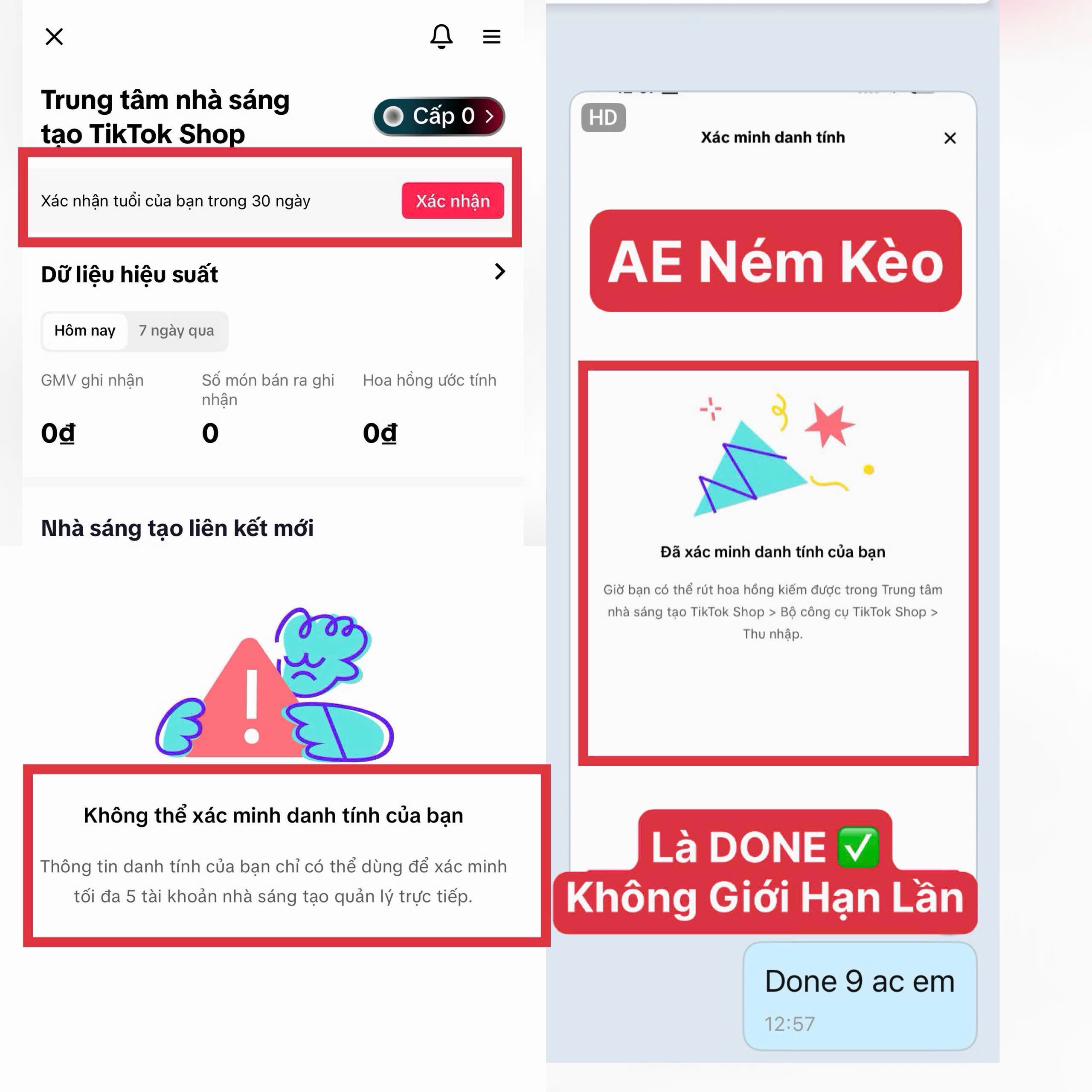 hỗ trợ xác minh giỏ hàng ae ném là done