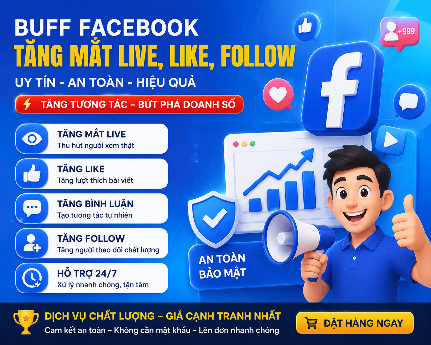 BUFF FOLLOW FACEBOOK, BUFF COMMENT FACEBOOK, BUFF CMT FACEBOOK, BUFF MẮT LIVE FACEBOOK, BUFF VIEW FACEBOOK, BUFF YÊU THÍCH FACEBOOK...