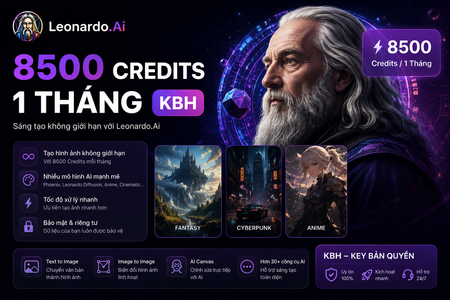 Leonardo AI 8500 Credits 1 Tháng KBH