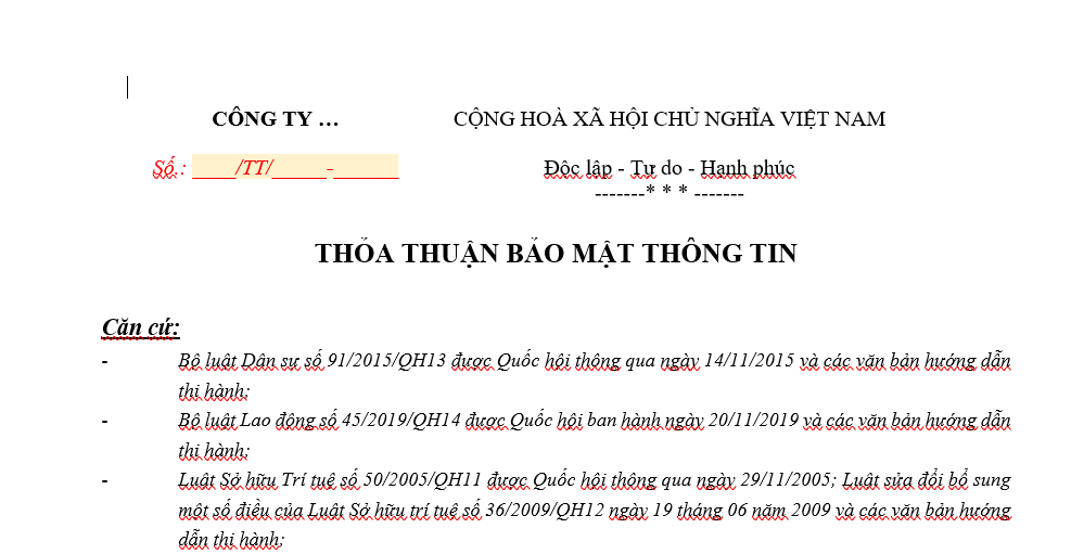 Thảo thuận bảo mật thông tin (về công nghệ)