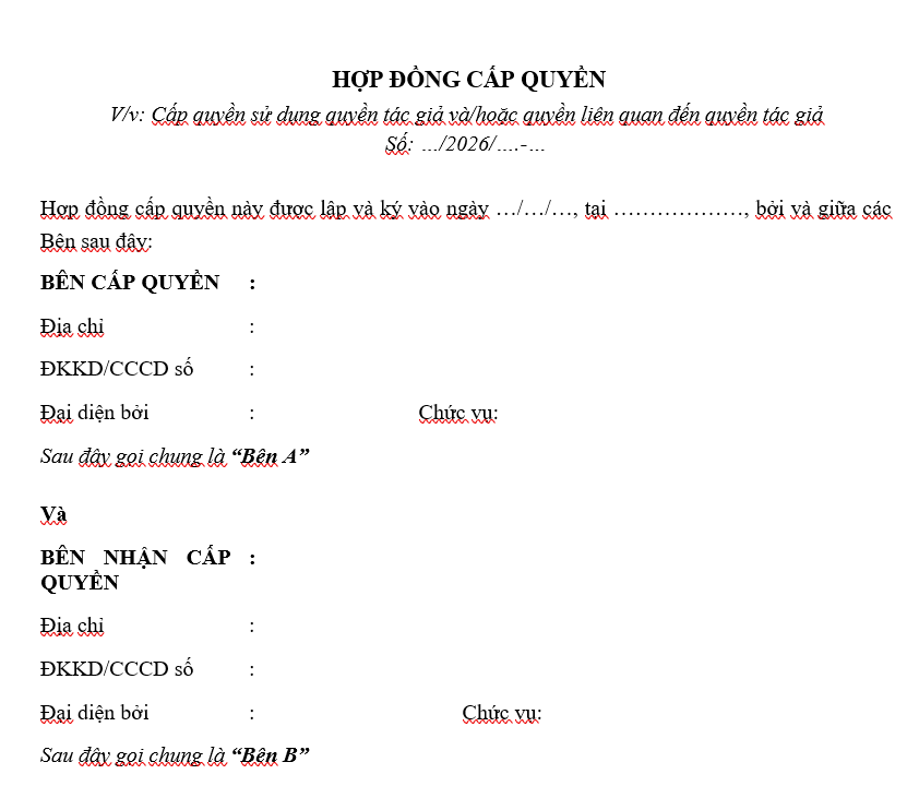 Hợp đồng mua bán bản quyền (Cấp quyền)